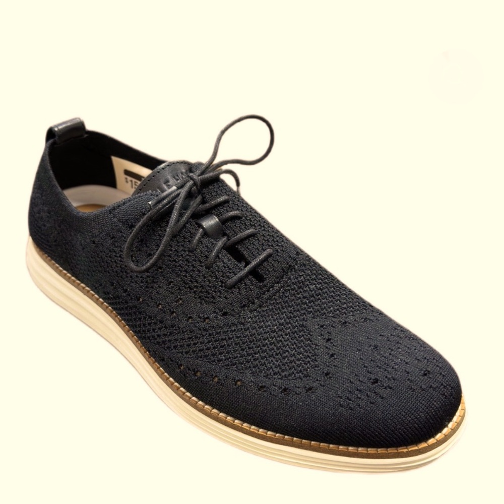 Men's Cole Haan Original Grand Stitchlite Wingtip Oxford Black/Ivory Size 13